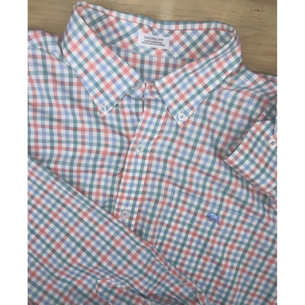 Onward Reserve Tailored Fit Performance Button Down Plaid Check Large